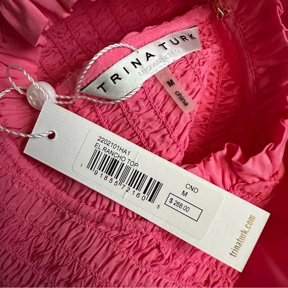 NWT Trina Turk El Rancho Halter Neck Peplum Top in Candy Pink - Size Medium - Picture 5 of 7